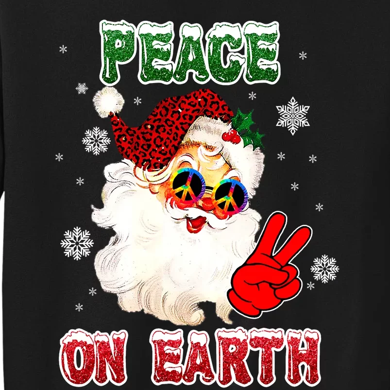 Peace On Earth Sign Merry Christmas Santa Hat Hippie Xmas Holiday Sweatshirt