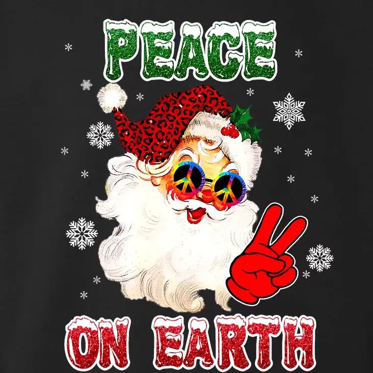 Peace On Earth Sign Merry Christmas Santa Hat Hippie Xmas Holiday Toddler Hoodie