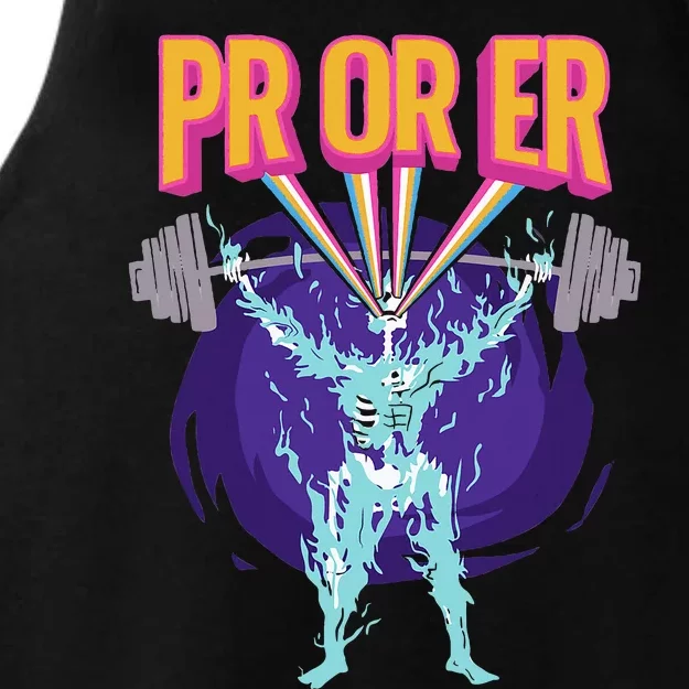 Pr Or Er Workout Bodybuilding Gym Weightlifting Ladies Tri-Blend Wicking Tank