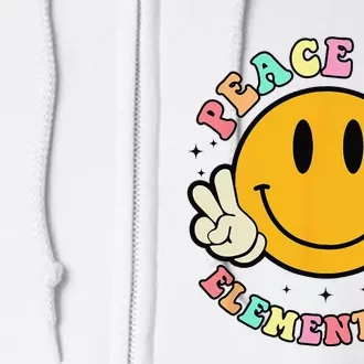 Peace Out Elementary Teacher Retro Last Day Of School Full Zip Hoodie