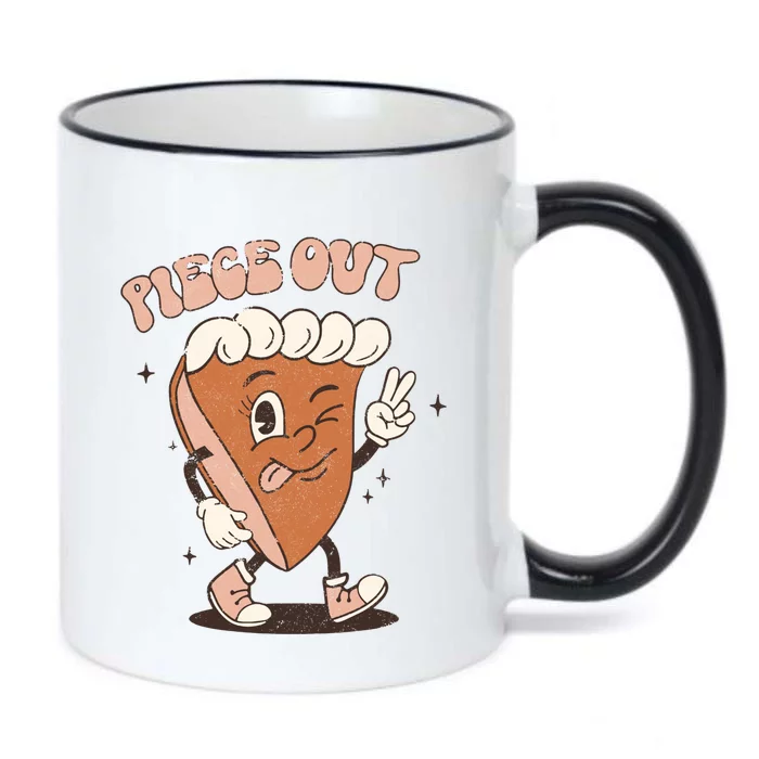 Piece Out Funny Pumpkin Pie Thanksgiving Retro Style Meaningful Gift Black Color Changing Mug