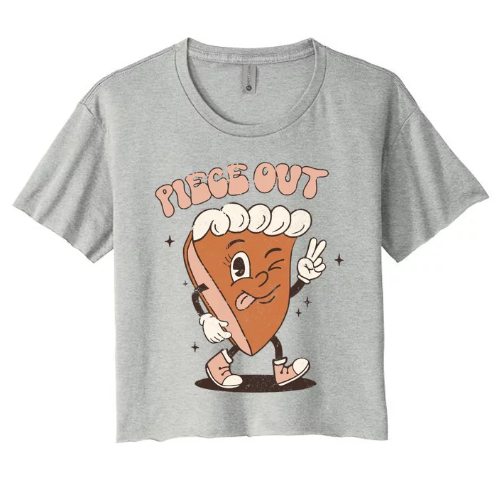 Piece Out Funny Pumpkin Pie Thanksgiving Retro Style Meaningful Gift Women's Crop Top Tee