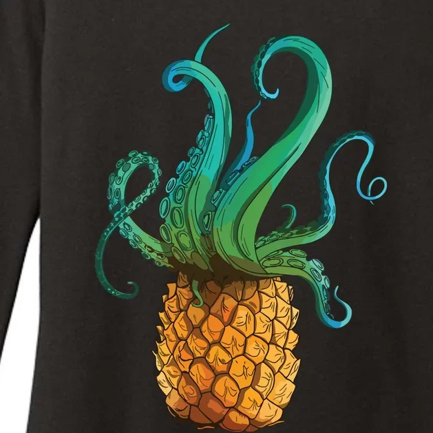 Pineapple Octopus Funny Summer Tee Gift Womens CVC Long Sleeve Shirt