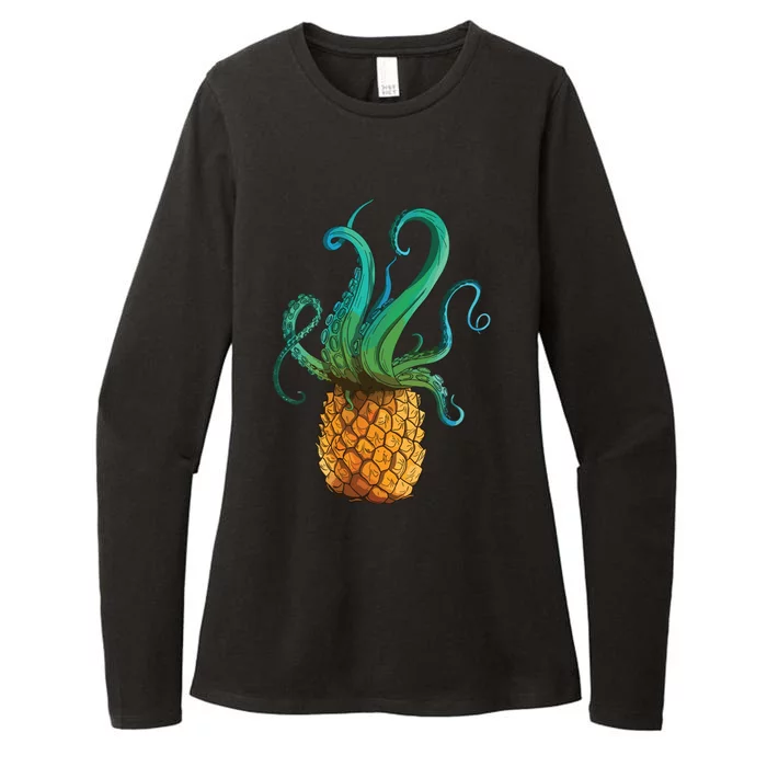 Pineapple Octopus Funny Summer Tee Gift Womens CVC Long Sleeve Shirt