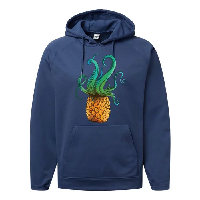 Pineapple Octopus Funny Summer Tee Gift Performance Fleece Hoodie