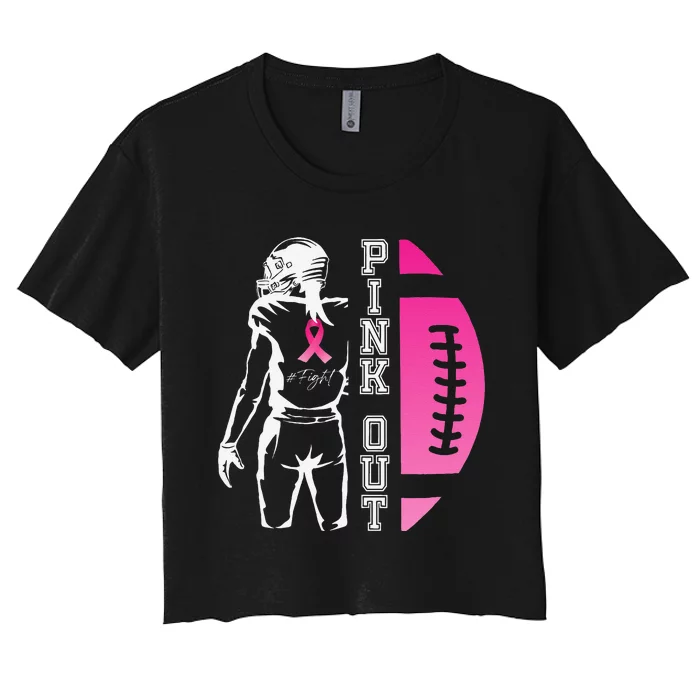 P.Ink Out Football Team Breast Cancer Awareness Month Gift Women's Crop Top Tee