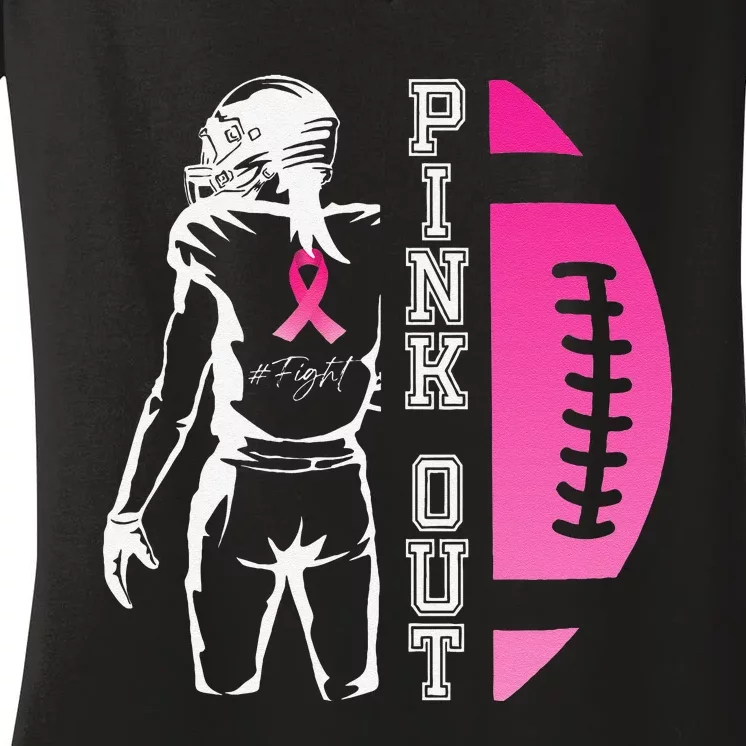 P.Ink Out Football Team Breast Cancer Awareness Month Gift Women's V-Neck T-Shirt