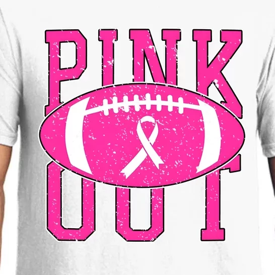 Pink Out Football Fight Cancer Pink Ribbon Pajama Set