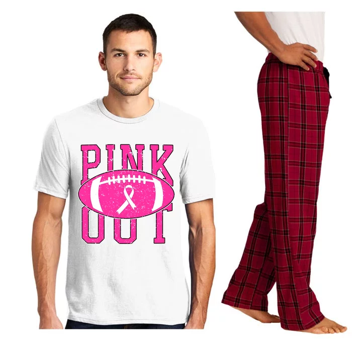 Pink Out Football Fight Cancer Pink Ribbon Pajama Set