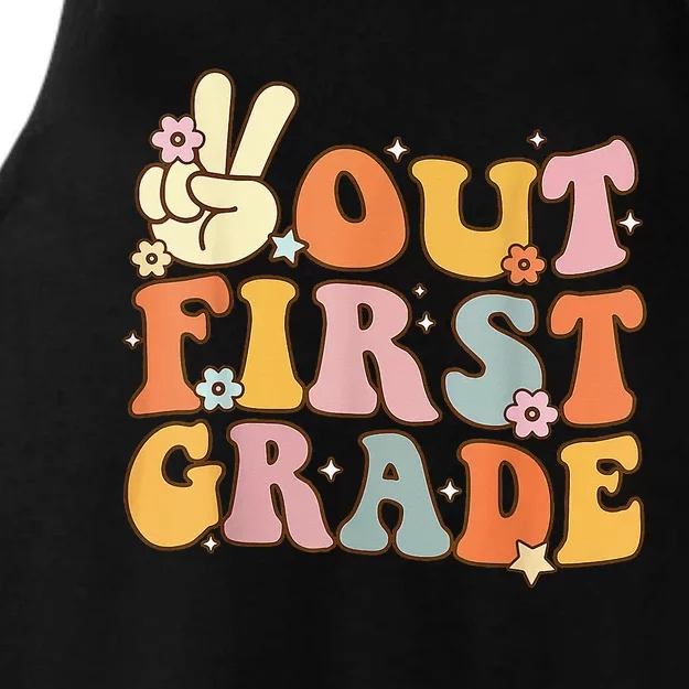 Peace Out First Grade Last Day of School 1st Grade Ladies Tri-Blend Wicking Tank