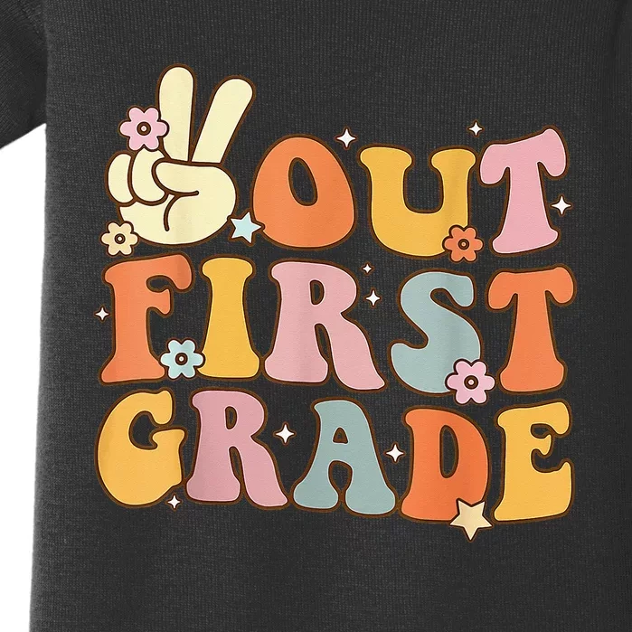 Peace Out First Grade Last Day of School 1st Grade Baby Bodysuit