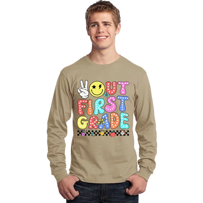 Peace Out First Grade Cute Groovy Last Day Of 1st Grade Tall Long Sleeve T-Shirt