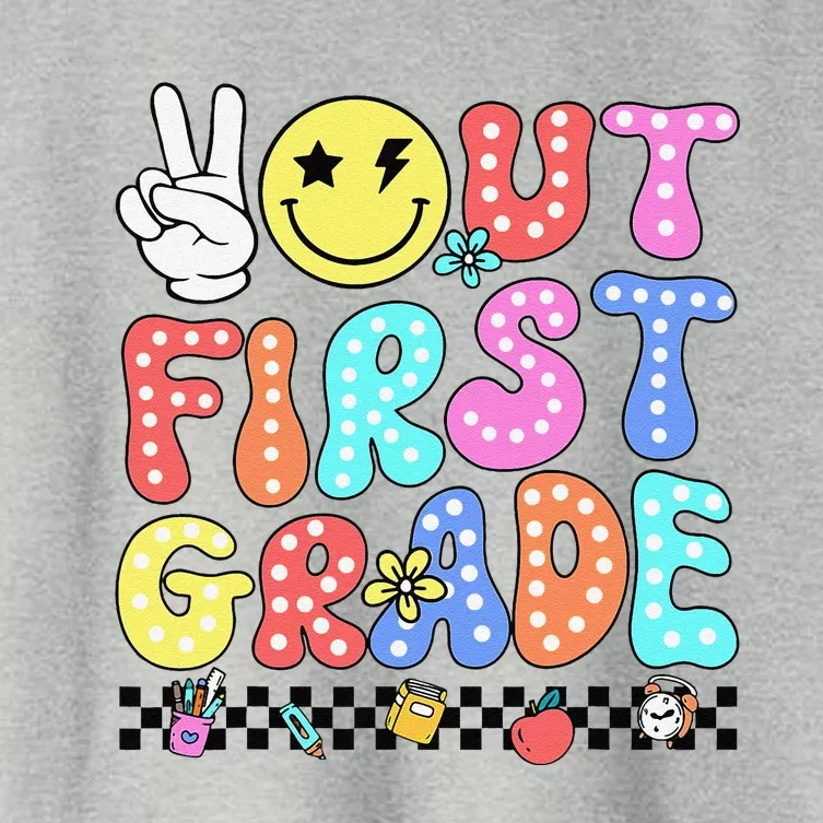 Peace Out First Grade Cute Groovy Last Day Of 1st Grade Women's Crop Top Tee