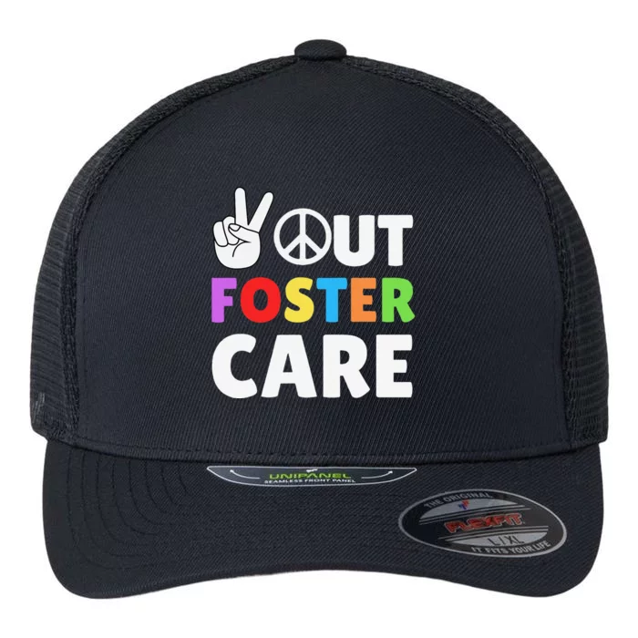 Peace Out Foster Care Parent Adoption Announcement Day Flexfit Unipanel Trucker Cap