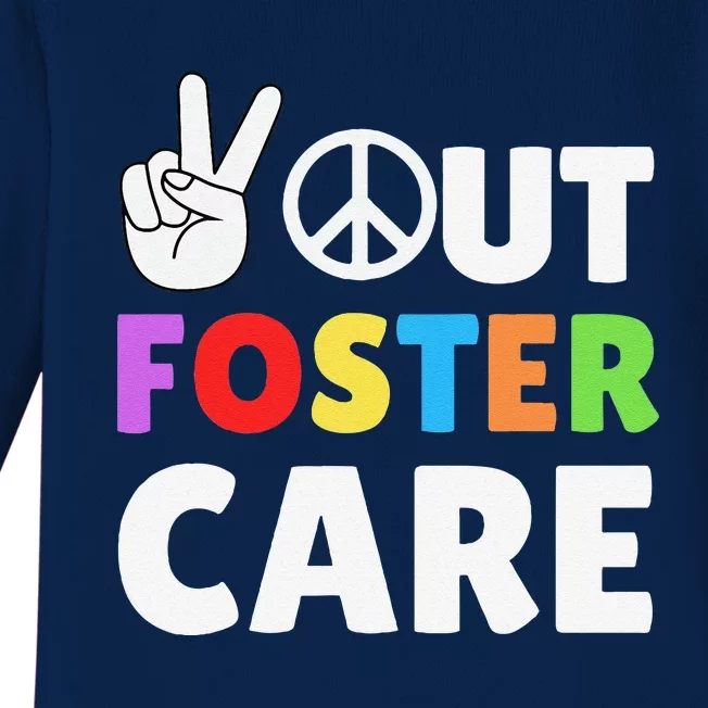 Peace Out Foster Care Parent Adoption Announcement Day Baby Long Sleeve Bodysuit