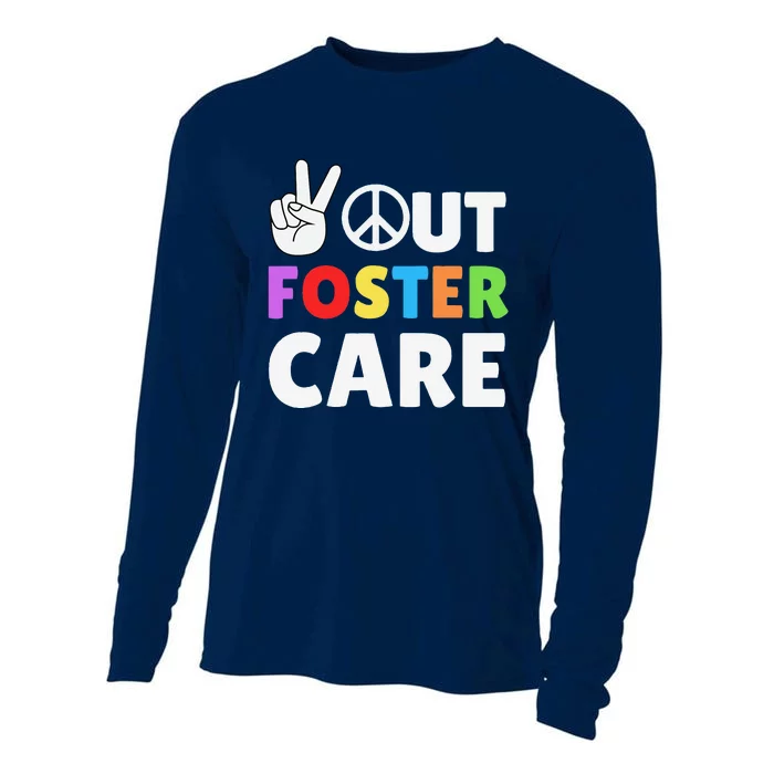 Peace Out Foster Care Parent Adoption Announcement Day Cooling Performance Long Sleeve Crew