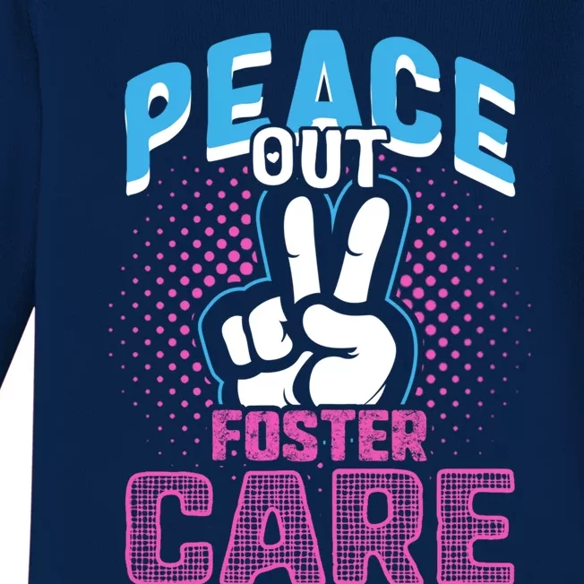 Peace Out Foster Care Modern Adoption Day Gotcha Family Cute Gift Baby Long Sleeve Bodysuit