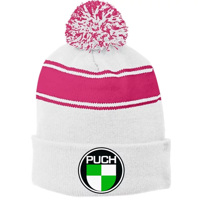 Puch Oldtimer Fans Stripe Pom Pom Beanie