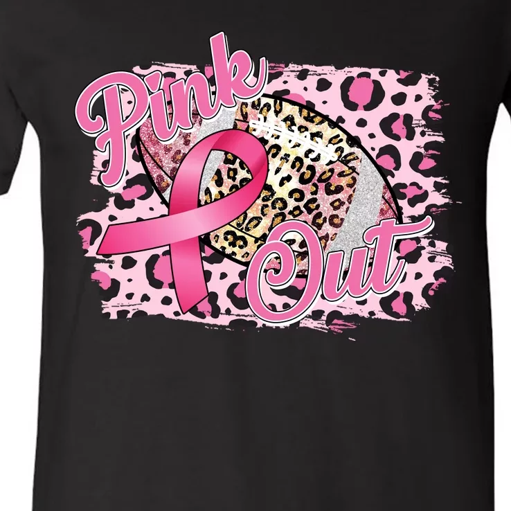 Pink Out Football Breast Cancer Awareness V-Neck T-Shirt