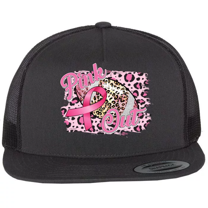 Pink Out Football Breast Cancer Awareness Flat Bill Trucker Hat