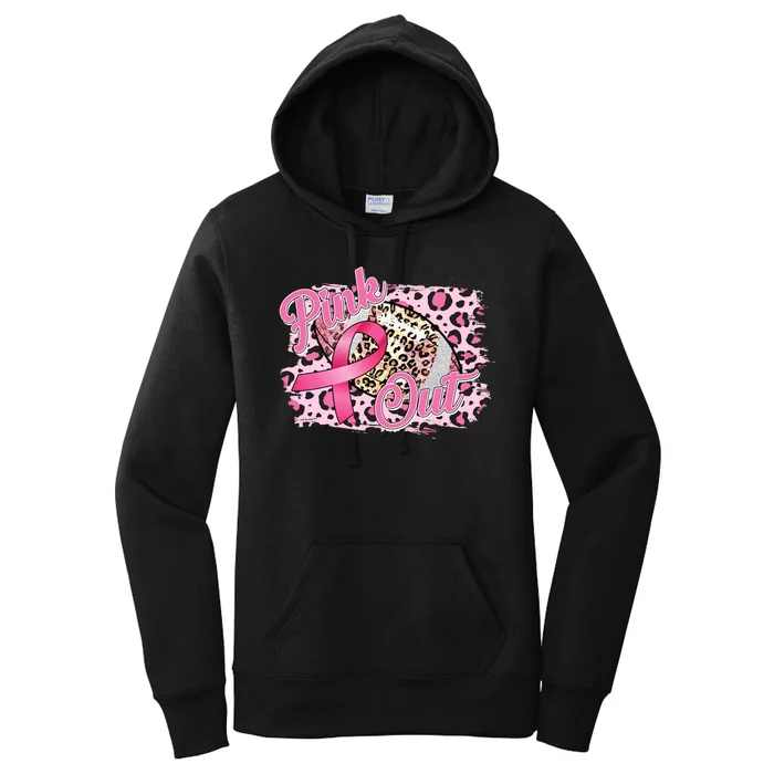 Pink Out Football Breast Cancer Awareness Women's Pullover Hoodie