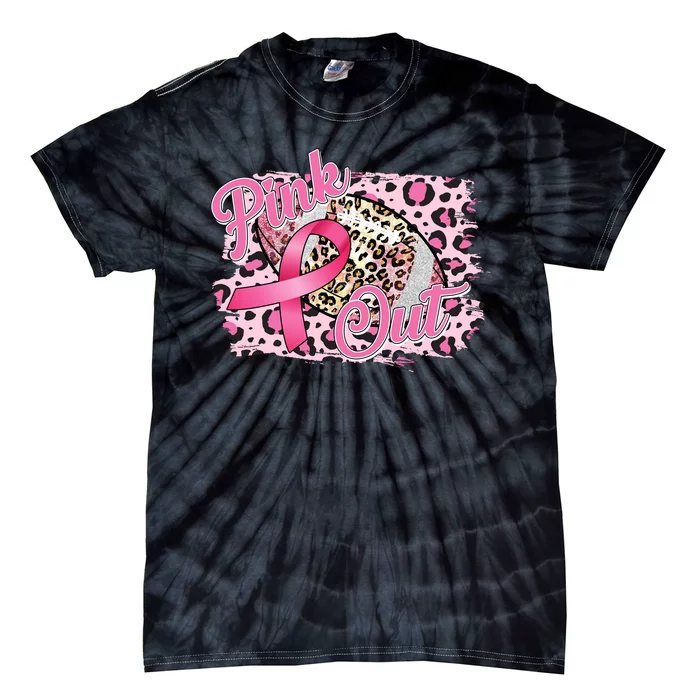 Pink Out Football Breast Cancer Awareness Tie-Dye T-Shirt