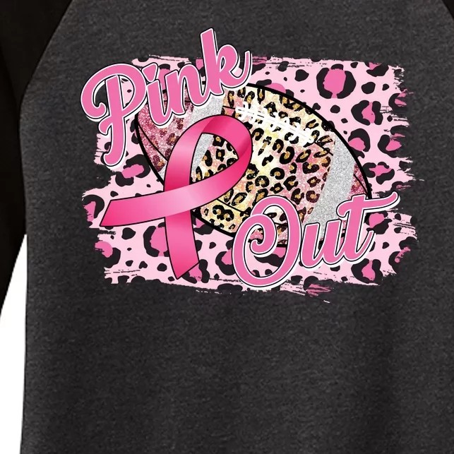 Pink Out Football Breast Cancer Awareness Women's Tri-Blend 3/4-Sleeve Raglan Shirt