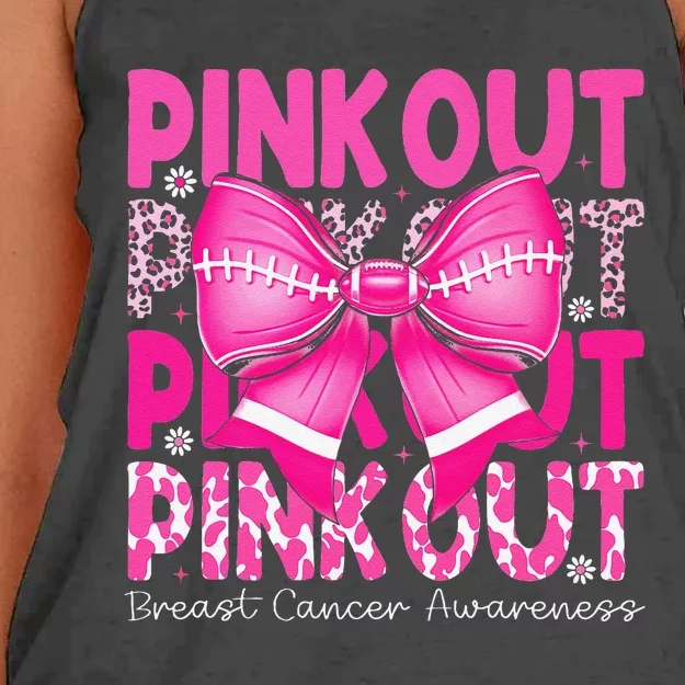 P.Ink Out Football Breast Cancer Awareness Gift Women's Knotted Racerback Tank