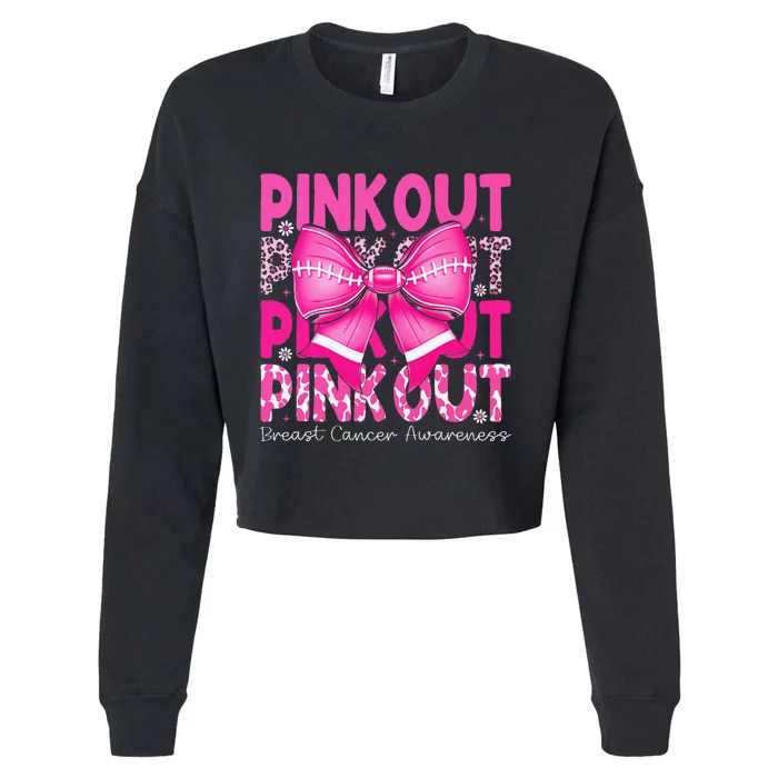 P.Ink Out Football Breast Cancer Awareness Gift Cropped Pullover Crew