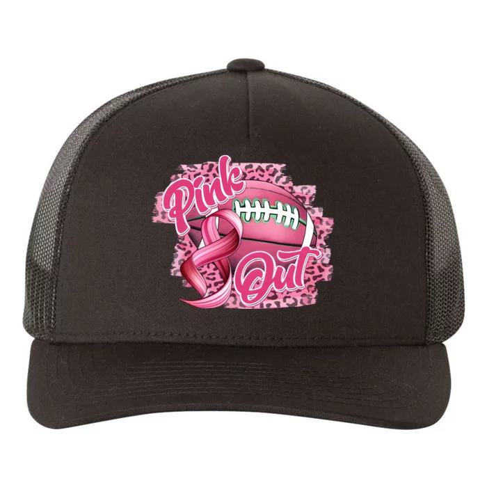 Pink Out Football Breast Cancer Awareness Pink Ribbon Yupoong Adult 5-Panel Trucker Hat