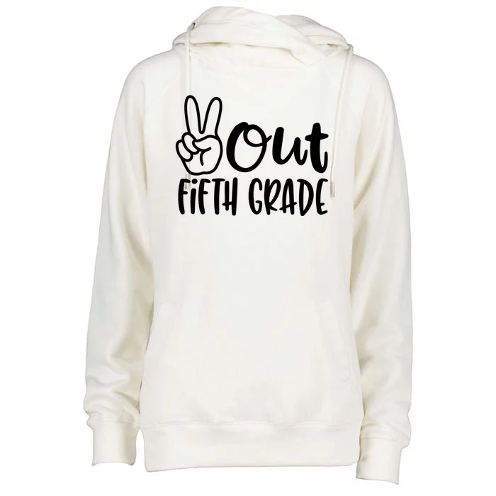 Peace Out Fifth Grade Womens Funnel Neck Pullover Hood