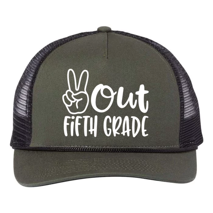 Peace Out Fifth Grade Retro Rope Trucker Hat Cap