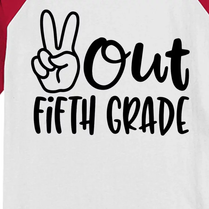 Peace Out Fifth Grade Kids Colorblock Raglan Jersey