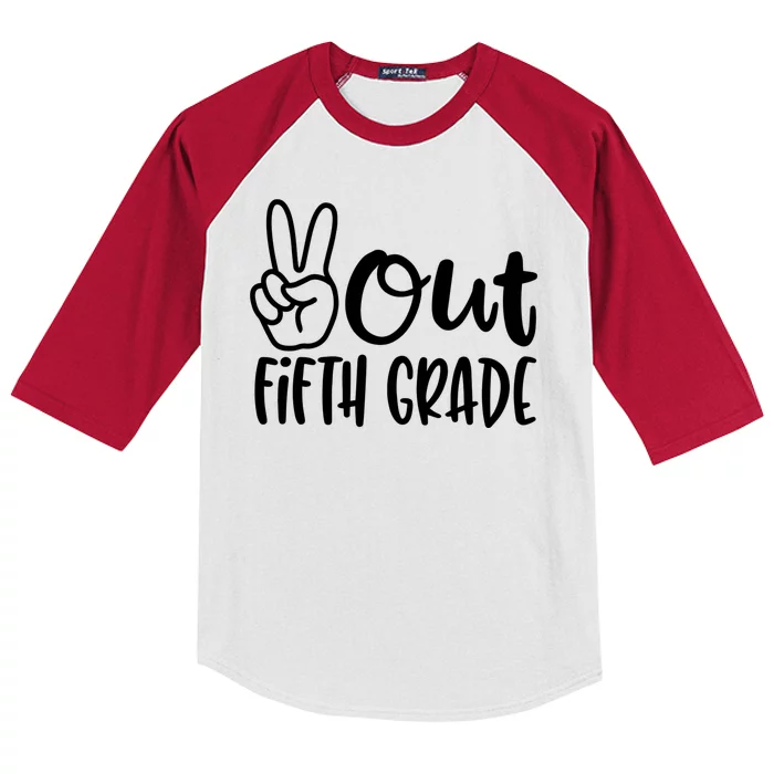 Peace Out Fifth Grade Kids Colorblock Raglan Jersey