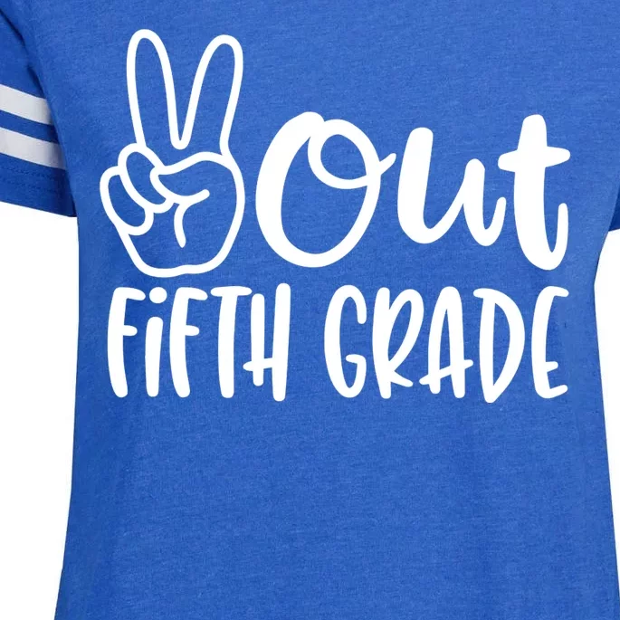 Peace Out Fifth Grade Enza Ladies Jersey Football T-Shirt