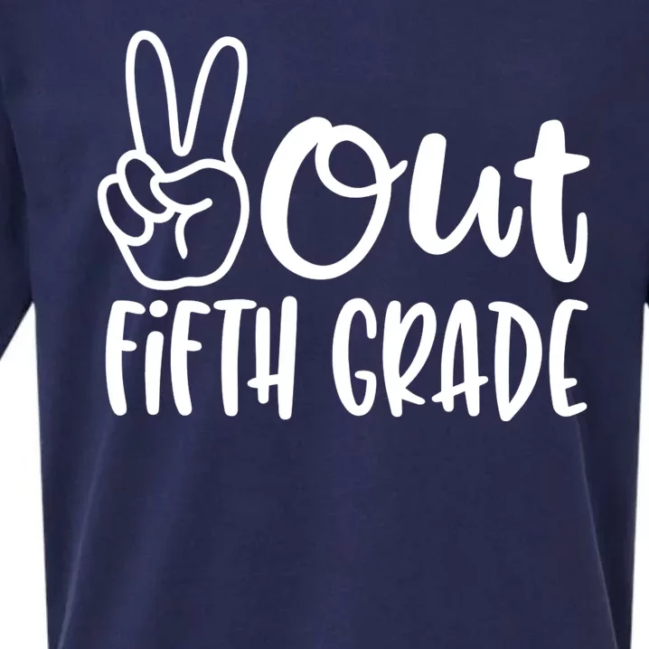 Peace Out Fifth Grade Sueded Cloud Jersey T-Shirt