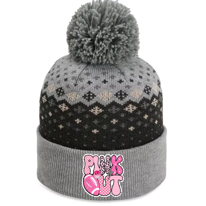 Pink Out Football Team Breast Cancer Awareness The Baniff Cuffed Pom Beanie