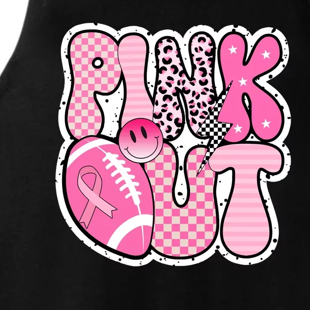 Pink Out Football Team Breast Cancer Awareness Ladies Tri-Blend Wicking Tank