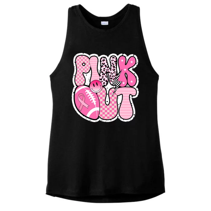 Pink Out Football Team Breast Cancer Awareness Ladies Tri-Blend Wicking Tank