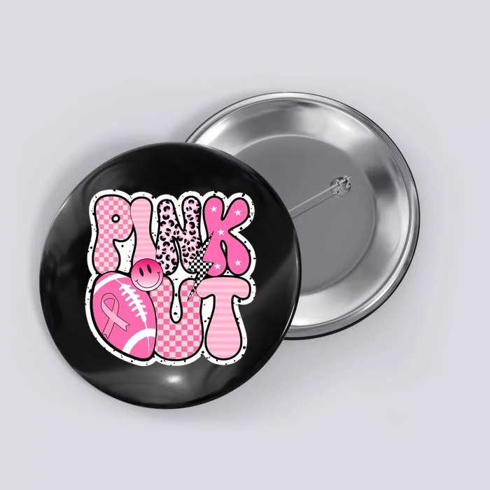 Pink Out Football Team Breast Cancer Awareness Button