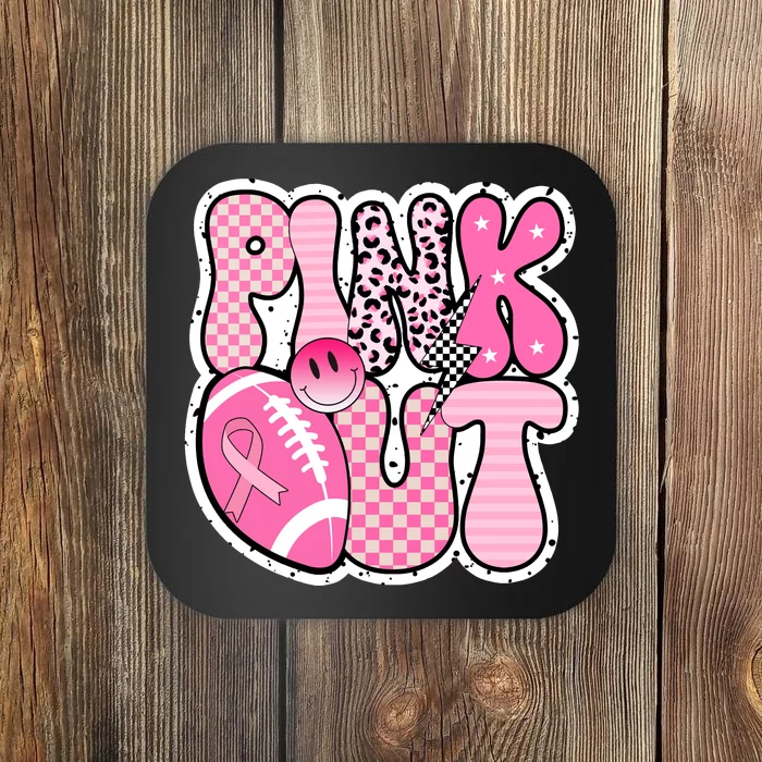 Pink Out Football Team Breast Cancer Awareness Coaster