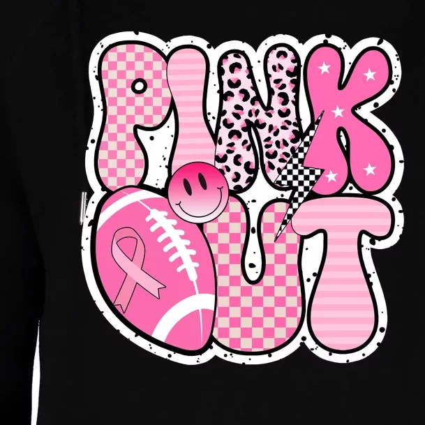 Pink Out Football Team Breast Cancer Awareness Womens Funnel Neck Pullover Hood