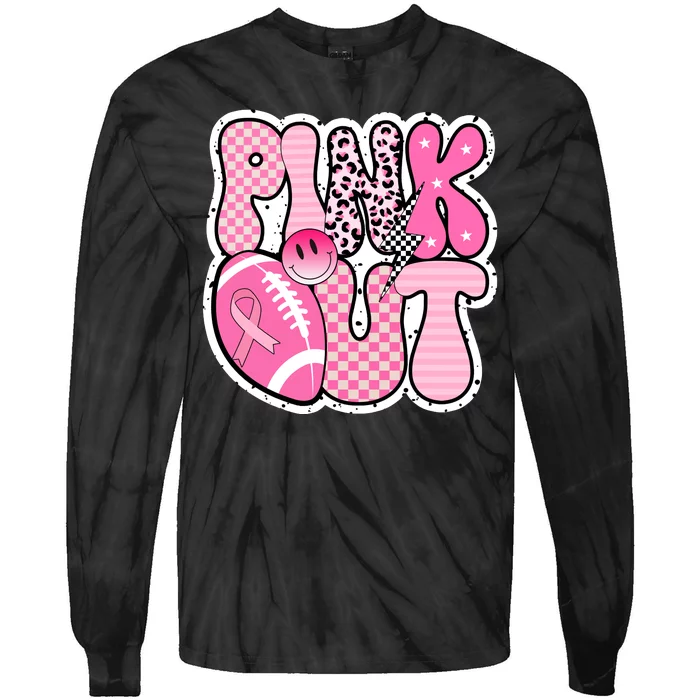 Pink Out Football Team Breast Cancer Awareness Tie-Dye Long Sleeve Shirt