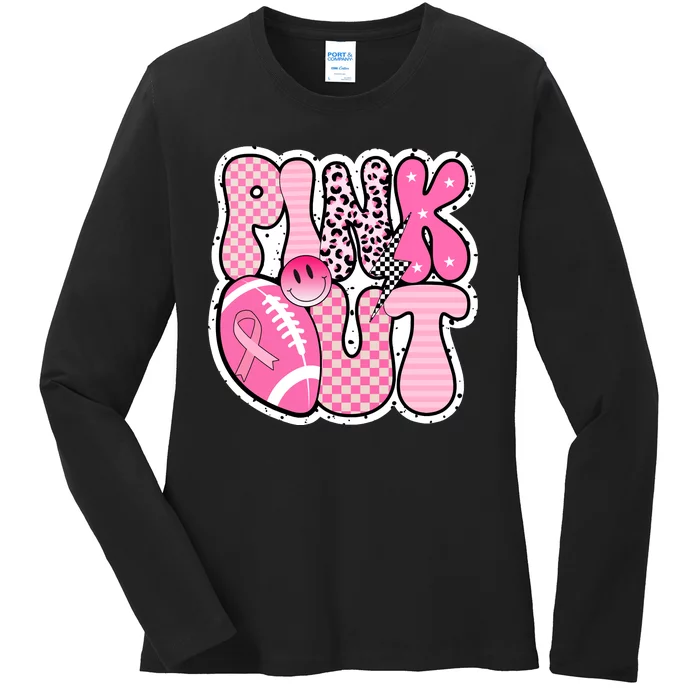 Pink Out Football Team Breast Cancer Awareness Ladies Long Sleeve Shirt