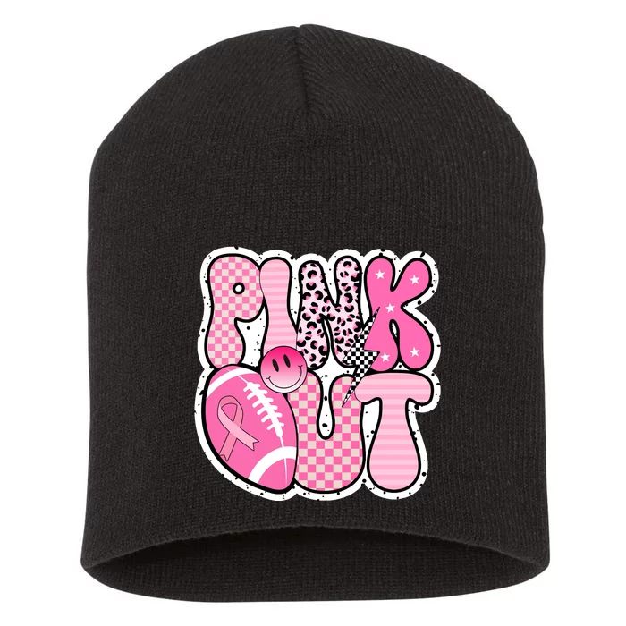 Pink Out Football Team Breast Cancer Awareness Short Acrylic Beanie