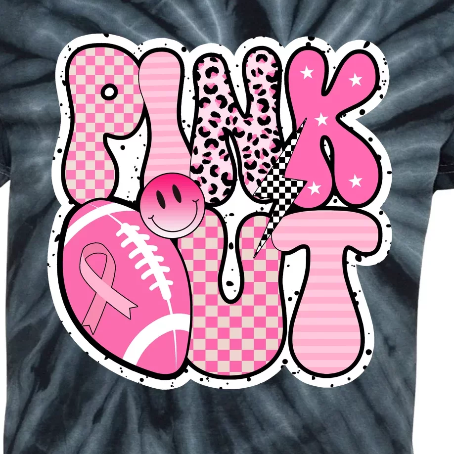 Pink Out Football Team Breast Cancer Awareness Kids Tie-Dye T-Shirt