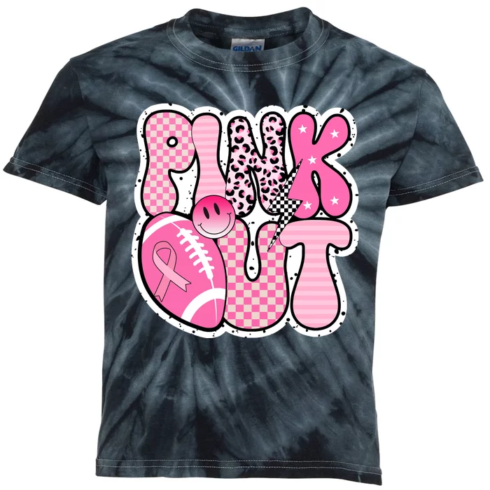 Pink Out Football Team Breast Cancer Awareness Kids Tie-Dye T-Shirt