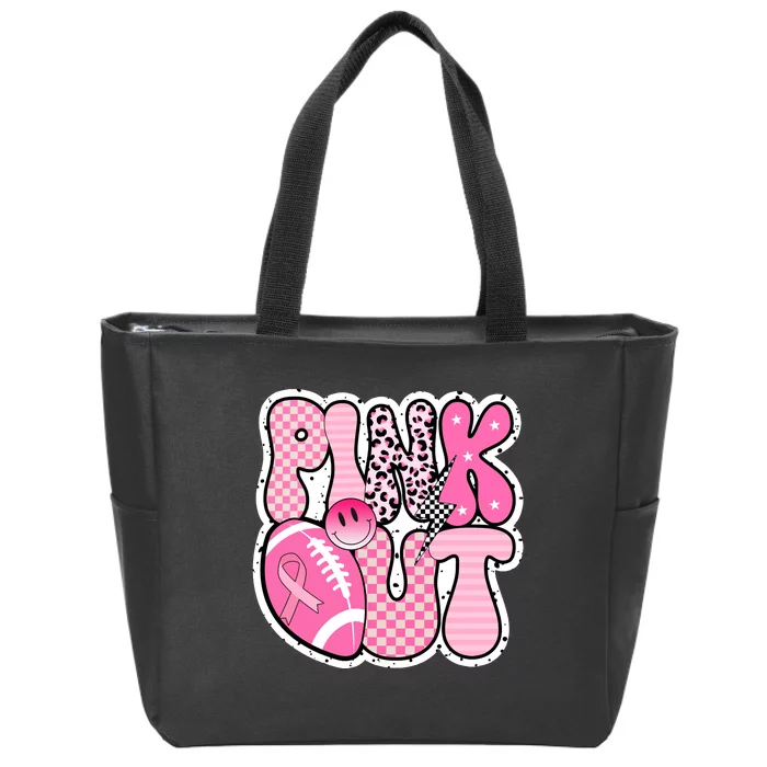 Pink Out Football Team Breast Cancer Awareness Zip Tote Bag