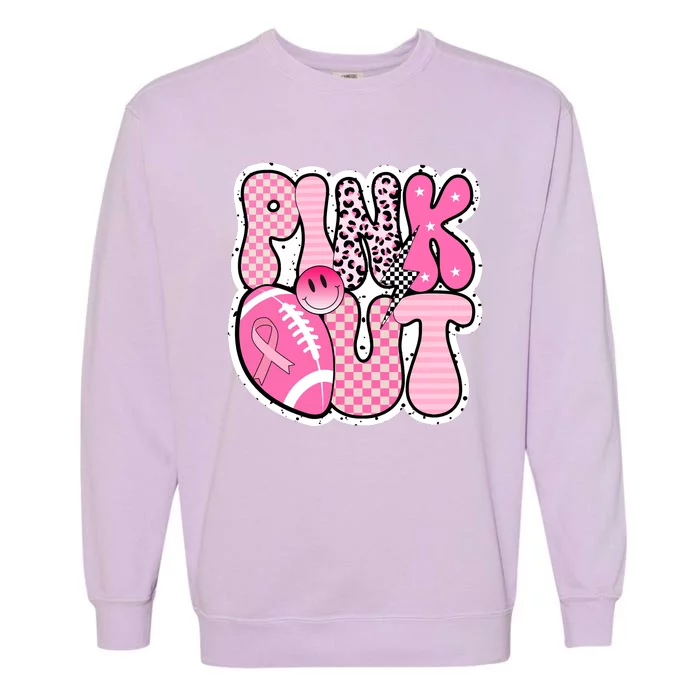 Pink Out Football Team Breast Cancer Awareness Garment-Dyed Sweatshirt