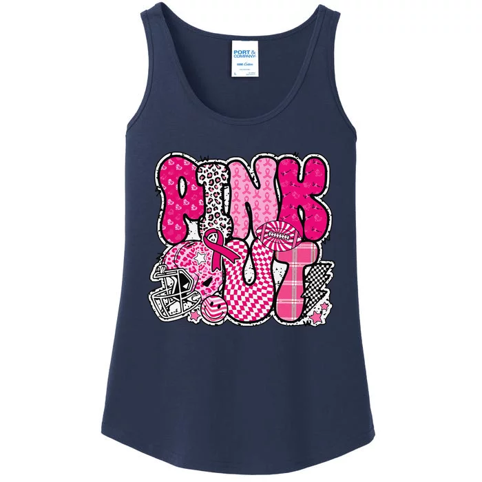 Pin.K Out Football Breast Cancer Awareness Ladies Essential Tank